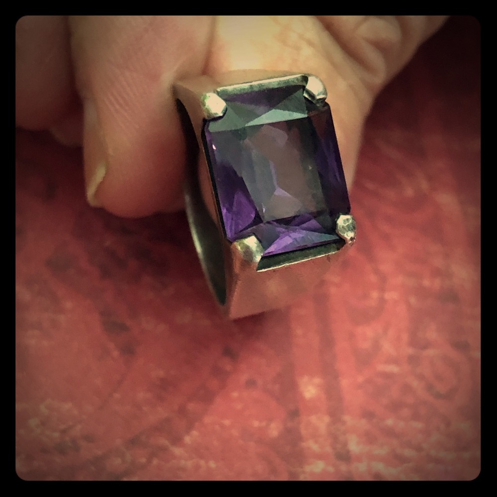 Mid Century Sterling Silver Amethyst Ring